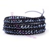 Three Row Beaded Wrap Bracelet - Black Diamond